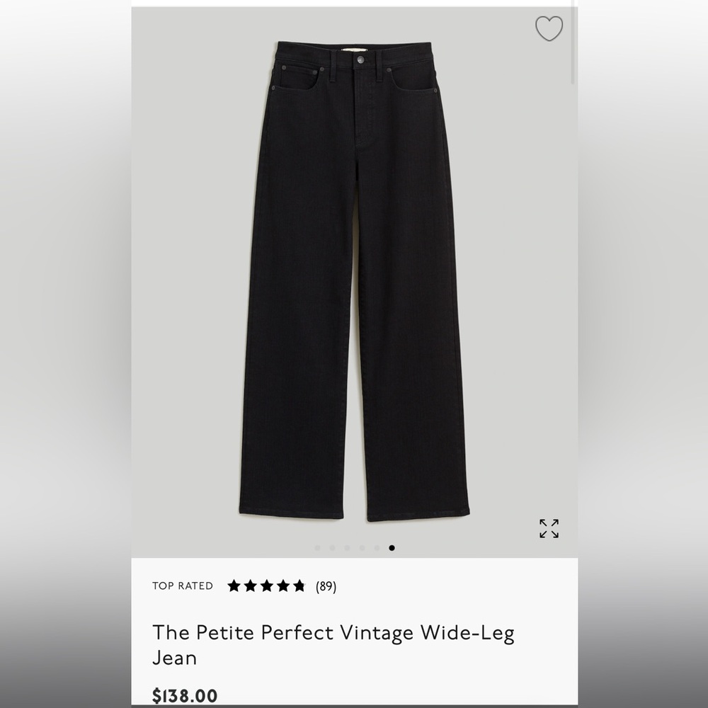 NEW Madewell Charcoal Wide-Leg Jeans